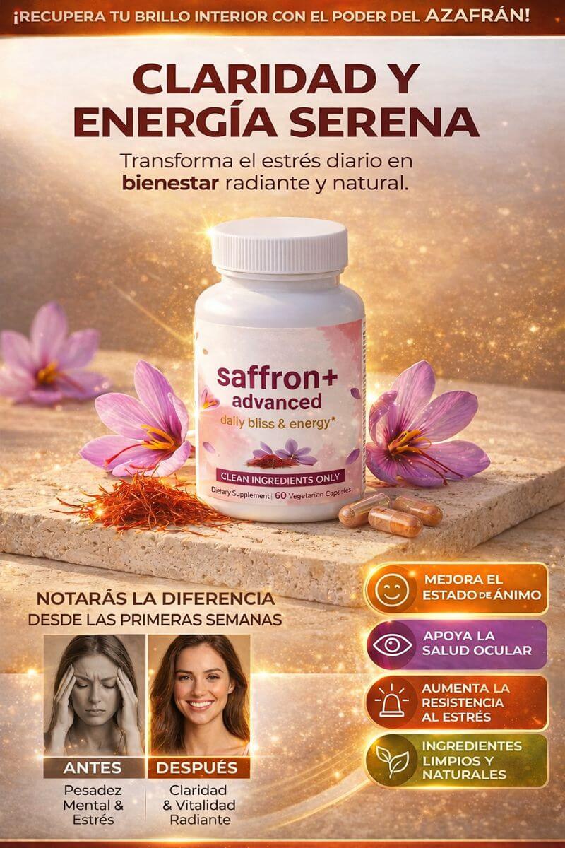 Saffron+ Advance libérate del estrés, mejora tu estado de animo y concentración.